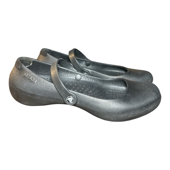 Crocs women’s Black Mary Jane Flats size w6 - Picture 4 of 7